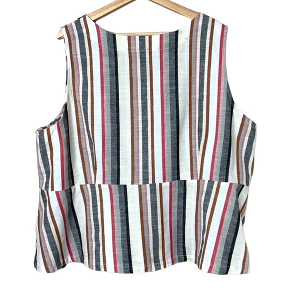 𝅺LOVE & LEGEND Faux Wrap Cotton Sleeveless Stripe V-Neck Top Sz 3X - Picture 3 of 7